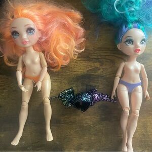 2 Nude Rainbow High Poppy Rowan Articulated Doll Blue & Orange Hair Butterflies